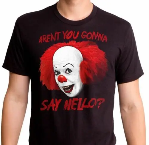 Это фильм Pennywise клоун-Скажите Привет Мужская черная футболка на Хэллоуин | одежда