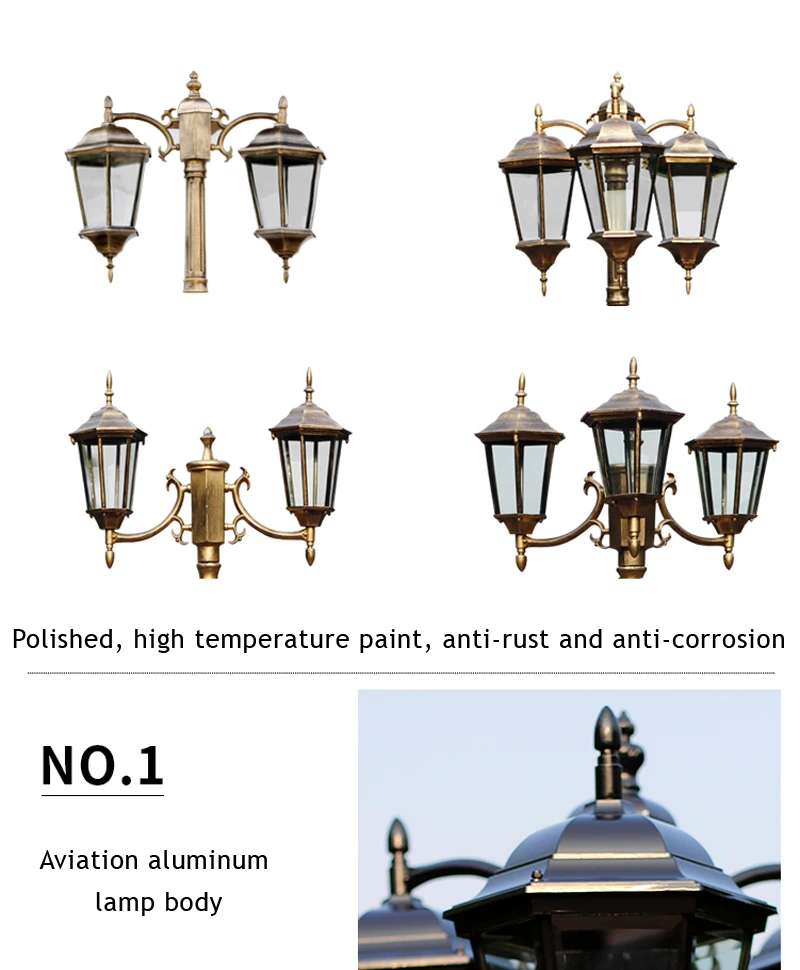Европейский современный минималистский Водонепроницаемый Открытый сад ландшафтный свет лампы алюминиевая бронза двойной огни E27 лампы освещения