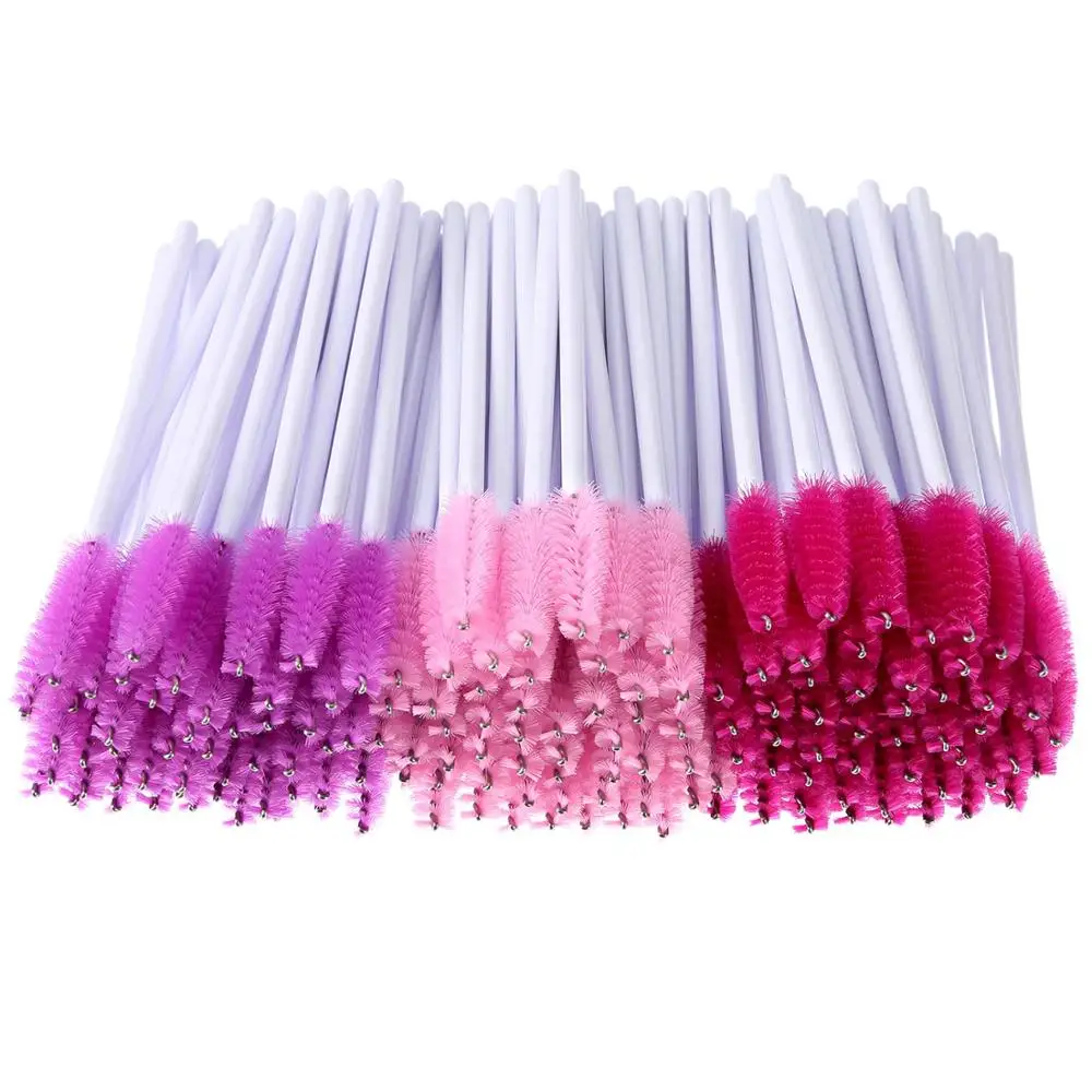 100Pcs Disposable Mascara Wands Eyelash Extension Brush Applicator Spoolers Eye Lashes Cosmetic Cleaning Brush 5 Colors