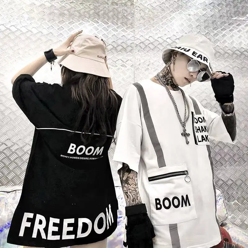 Футболка мужская для скейтборда уличная одежда в стиле хип хоп светоотражающая