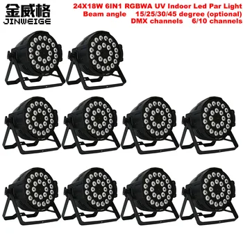 

Free Shipping 10pcs/lot Indoor 24x18w RGBWA UV 6in1 Led Par Light DMX512 LED Par Cans for DJ Club Bar Disco Wedding Party