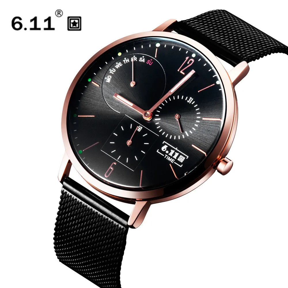 

6.11 New Wrist Watch Hardlex Round Alloy Quartz Watches Japanese Movement Week Display Dress Quart Montres Homme