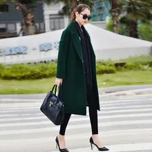 2017 New Winter Women 90% Wool Coats Jackets Office Lady Thicken Warm Long Loose Wool Coat Oversize Wool & Blends J16DD0439