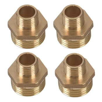 

4Pcs 1/2 inch BSP to 1/4 inch BSP Male Thread Brass Pipe Hex Nipple Fitting