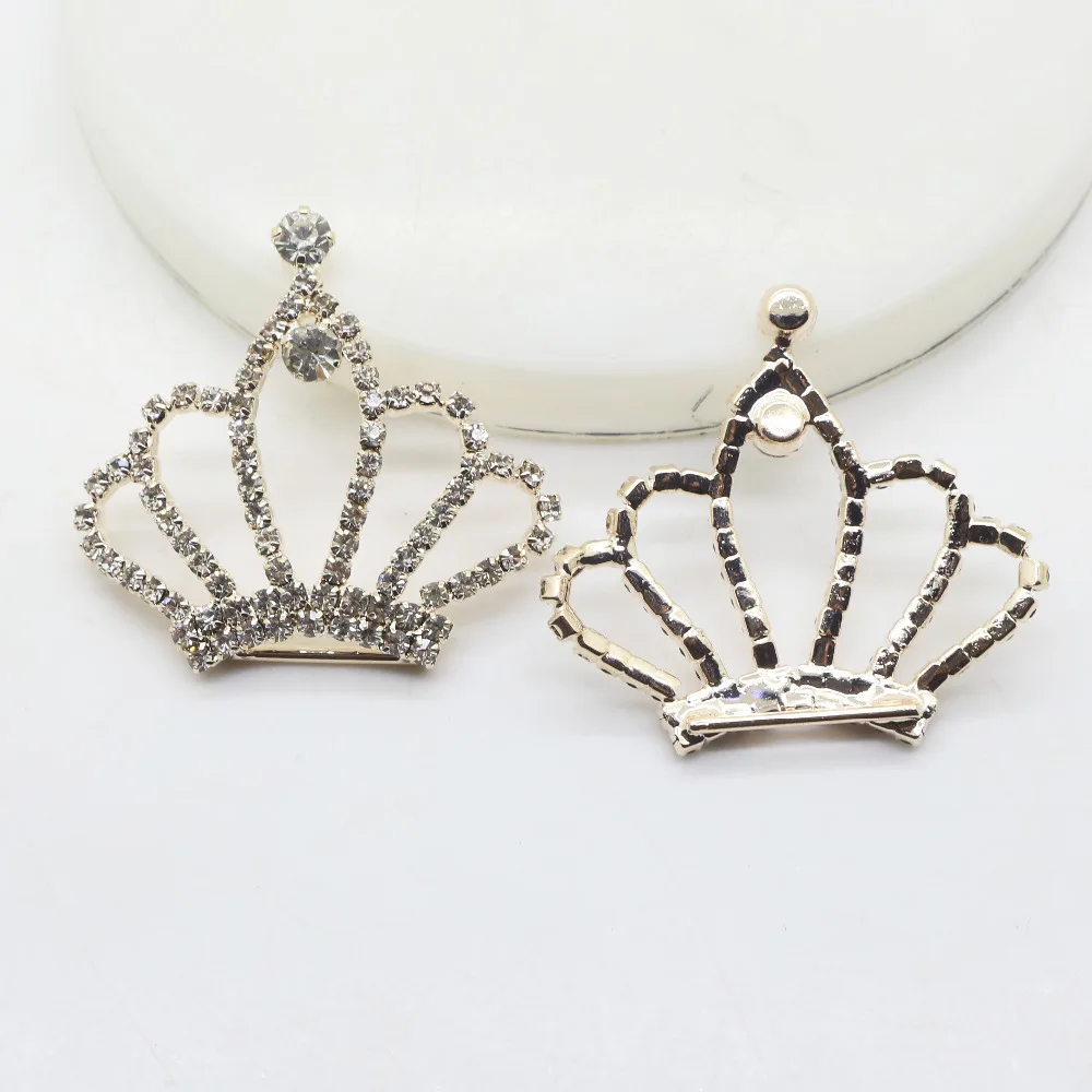 5pcs Light Rose Gold Rhinestone Crown Button Wedding Dress Ribbon