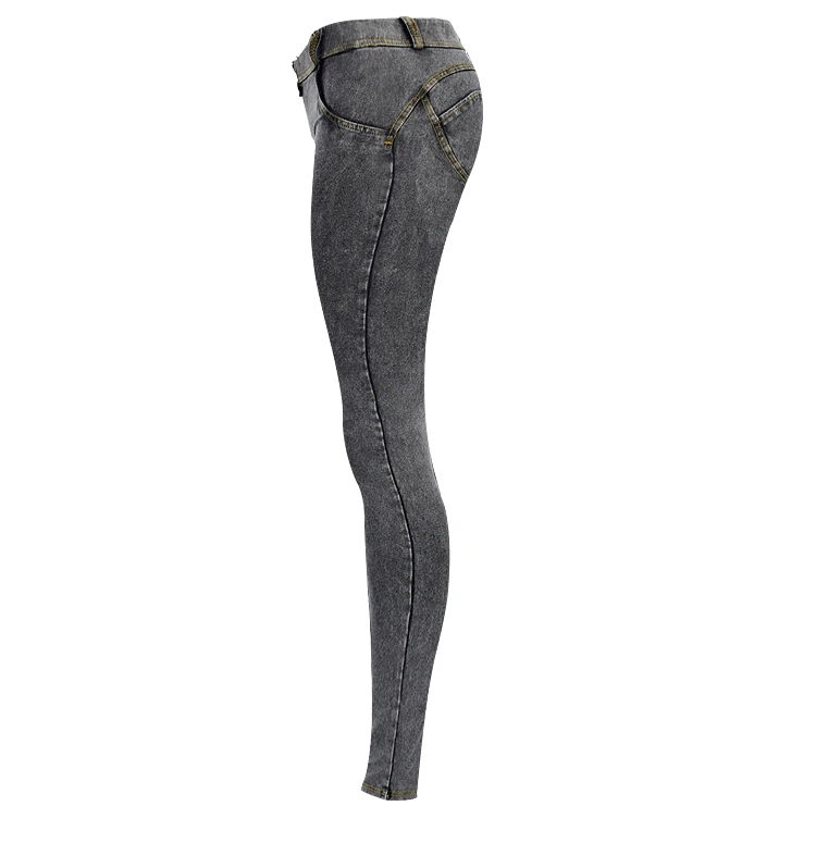 Aisiyigushi/потертые женские джинсы с низкой талией, Стрейчевые обтягивающие джинсы с эффектом пуш-ап, серые узкие джинсовые штаны для женщин, подтягивающие ягодицы, узкие джинсы