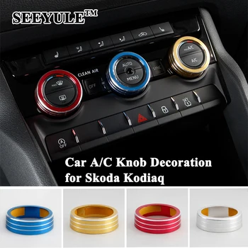

3pcs/set SEEYULE Sporty Car Console Air Condition Switch Cover A/C Knob Decoration Styling Car Accessories for Skoda Kodiaq
