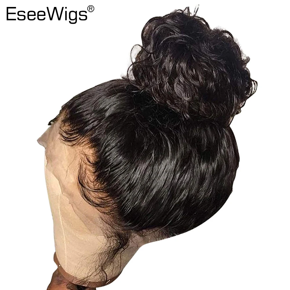 Eseewigs 150% волна воды 13x4 кружевной передний парик их натуральных волос для женщин бразильские волосы remy Предварительно сорванные с детскими волосами отбеленные узлы