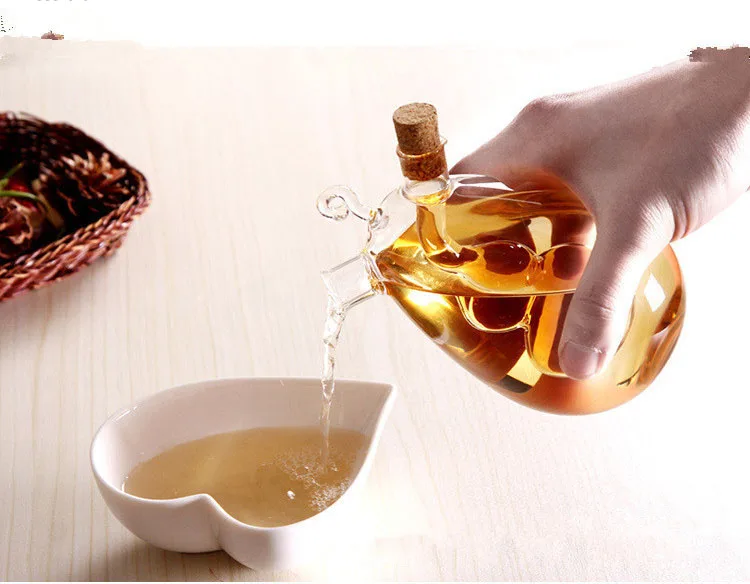 1PC 350ML Kitchen Seasoning Oil Bottle Green Glass Oiler oil Leak-proof Oil and Vinegar Sauce Bottle OK 0358