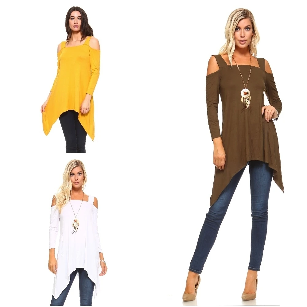 Isaac Liev Women's Wide-Strap Cold Shoulder Sharkbite Tunic (4)