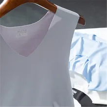 Мужской Воздухопроницаемый жилет, мужской жилет из ледяного шелка без следов, Быстросохнущий жилет с v-образным вырезом без рукавов, жилет с широкими плечами, тонкий жилет для фитнеса