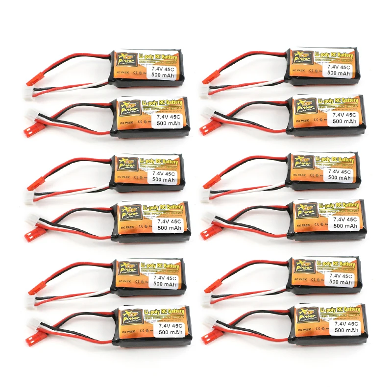 12 шт. ZOP Мощность lipo Батарея 7.4 В 500 мАч 45C 2 S XT60 Разъем для RC Quadcopter Drone вертолет
