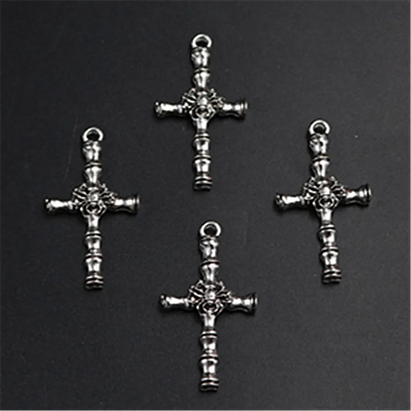 

6pcs Silver Plated 3D Metal Bamboo Cross Charm Vintage Necklace Bracelet DIY Handmade Jewelry Alloy Pendants 46*25mm A1305