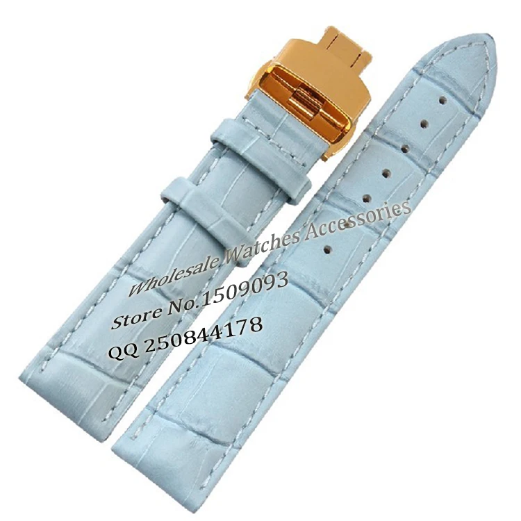 

Wholesale watchbands Fashion Blue straps 12mm14mm 16mm 18mm 20mm Crocodile Grain Genuine Leather Bracelet gold Deployment Clasp