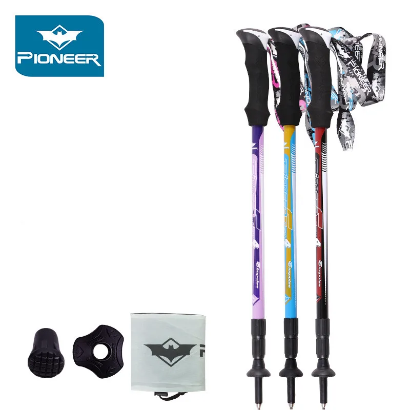 Ultra leve de Fibra de Carbono Pioneiro Caminhadas Bengala Caminhadas Alpenstock Escalada Camping Trekking Matraque Bengalas Telescópica Pólo