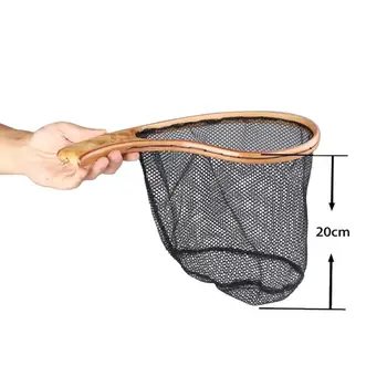 

HobbyLane Fly Fishing Landing Net Burl Wooden Handle Net Rubber Coat Net Capture and Release Flying Net Outdoor Fishing Tools