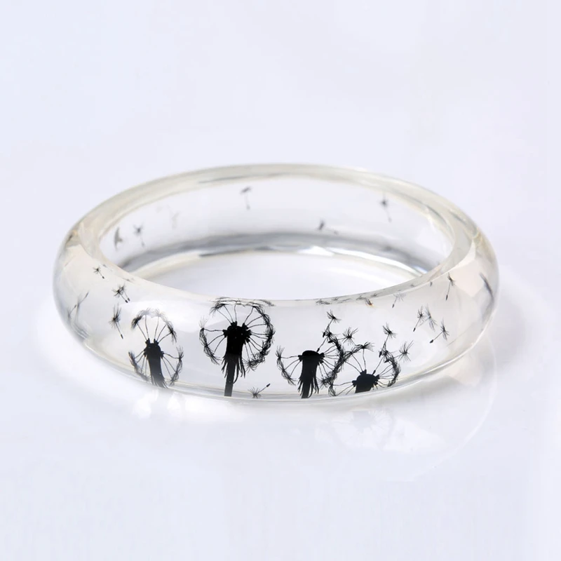 

Flying Dandelion Transparent Bracelets & Bangles for Women Handmade Black Bangles Fashion Jewelry Best Gift TN-0197