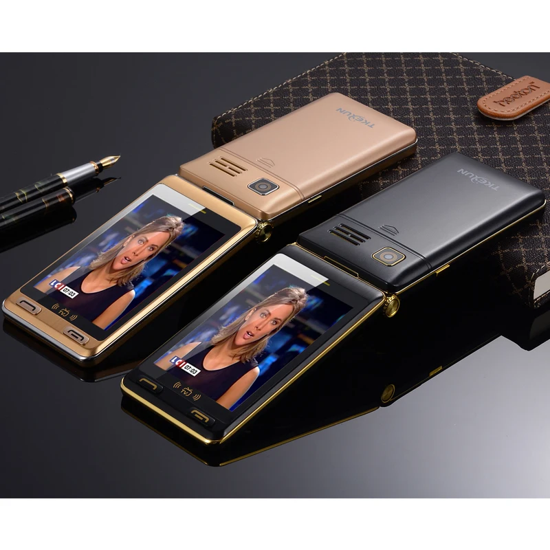 TKEXUN 4 0 &quotаналоговый ТВ двойной большой экран двойная SIM Touch внешняя сторона Sreen