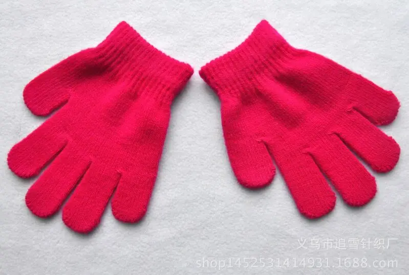 Перчатки для мальчиков, зимняя теплая перчатка для младенца, детские вязаные стрейч-варежки, Детские однотонные перчатки для девочек, вязаные аксессуары - Цвет: Mittens rose