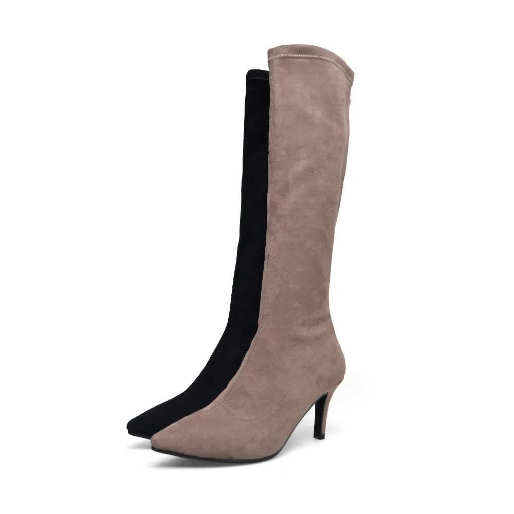 brown Mujer Cremallera Alto Punta Botas De Otoño Sexy Rodilla E Furtado Invierno Elástico 2018 Black Tacón Zapatos Fiesta Tacones Arden xqXgOwHW