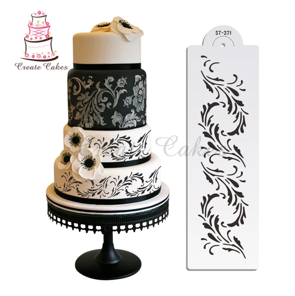 

Leaf Decoration for Cake Design Plastic Template Mold Cake Decorative Stencil Fondant Decorating Tool Lace Moul Bakeware ST-371