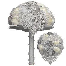 Ayicuthia элегантный изготовленный на заказ Серебряный букеты невесты Потрясающие и жемчужными бусинами Кристальные Свадебные букеты S47