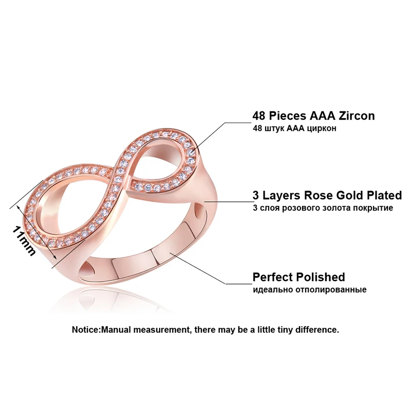 ORSA JEWELS Infinity Shape Rings For Women Silver Color Rose Gold Color AAA CZ Female Party Jewelry Christmas Gift OR126