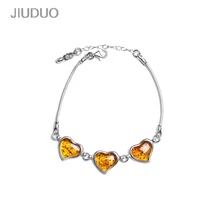 JIUDUO браслеты ювелирные изделия натуральный янтарь пчелиный воск женский браслет 925 Серебряная Инкрустация для поддержки повторного осмотра идентификация