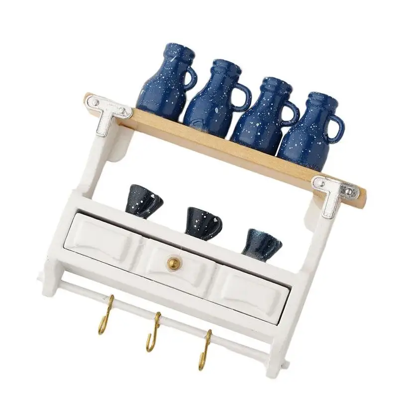 Dollhouse Accessories Mini Wall Mounted Rack Drawer Miniatures 1:12 Toy Diy Doll House Miniature Furniture Kit