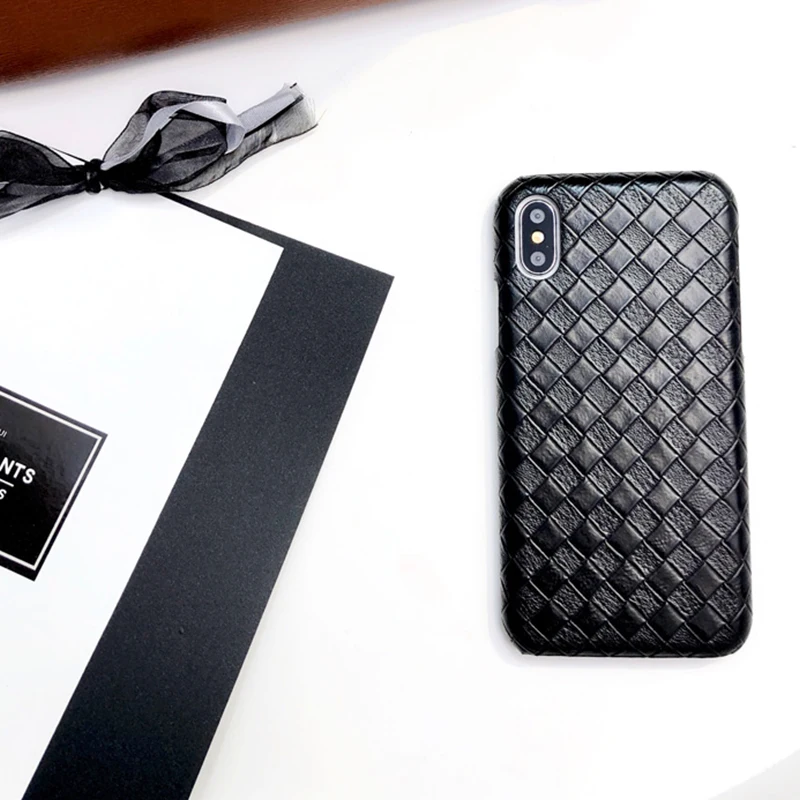 Aoweziic Braided Pattern Phone Cases For iphone6s 7 8 6S Plus X XS Solid Candy PC Hard Vintage Geometric Grid Back Cover