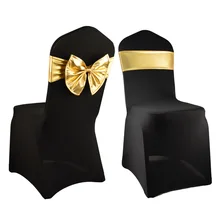 100 шт/партия заказной Премиум качество Роскошный стрейч спандекс стул бант галстук-лента для свадебной вечеринки декор золото/серебро разноцветный