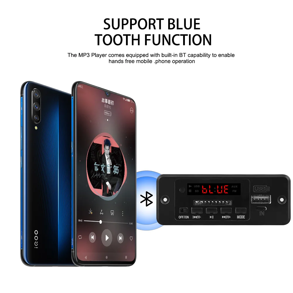 AIYIMA 5 в Bluetooth MP3 аудио декодер плата с 3 Вт* 2 усилитель mp3-плеер AUX FM громкой связи