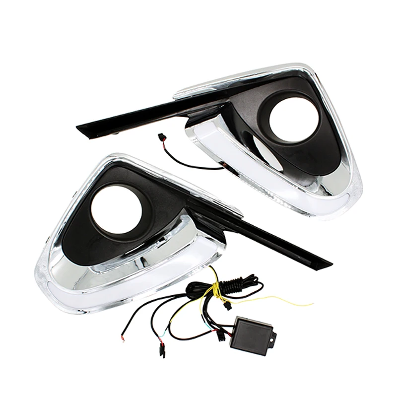 For Toyota Fortuner 2015 2016 Turning Yellow Signal Function Waterproof ABS Car DRL 12V LED Daytime Running Light Daylight цена For Toyota Fortuner 2015 2016 Turning Yellow Signal Function Waterproof ABS Car DRL 12V LED Daytime Running Light Daylight цены онлайн