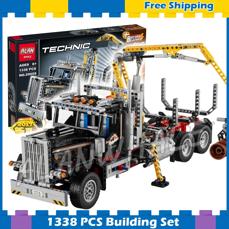 

1338pcs 2in1 Techinic Motorized Logging Truck Container Snowplough 20059 Model Building Blocks Gifts Sets Compatible With lego