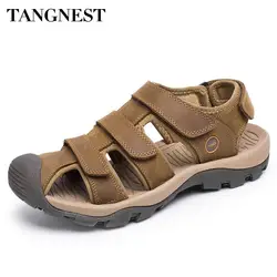 Tangnest/Брендовые мужские сандалии из натуральной кожи, новинка 2017, летняя обувь в рыбацком стиле, мужские сандалии для защиты ног, мужские