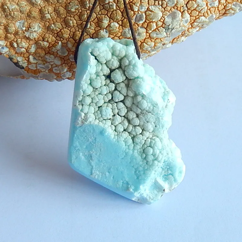 

Natural Gemstone Nugget Larimar fashion jewelry Pendant,48x34x13mm,24.8g