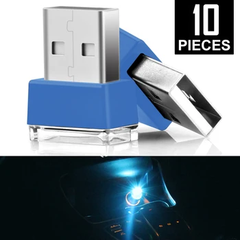 

10PCS Ice Blue USB Lighting Decorative Lamp Car-styling LED Car Atmosphere Light All Car For Seat Ford Chevrolet Audi Accessorie