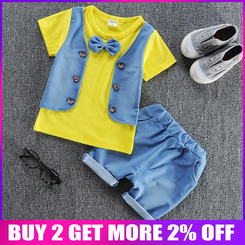 

BibiCola 2017 New Summer Baby Boy Clothes Sets Cotton Clothing Suit Short Sleeved T-Shirt+Shorts 2Pcs Sports Suit Sets