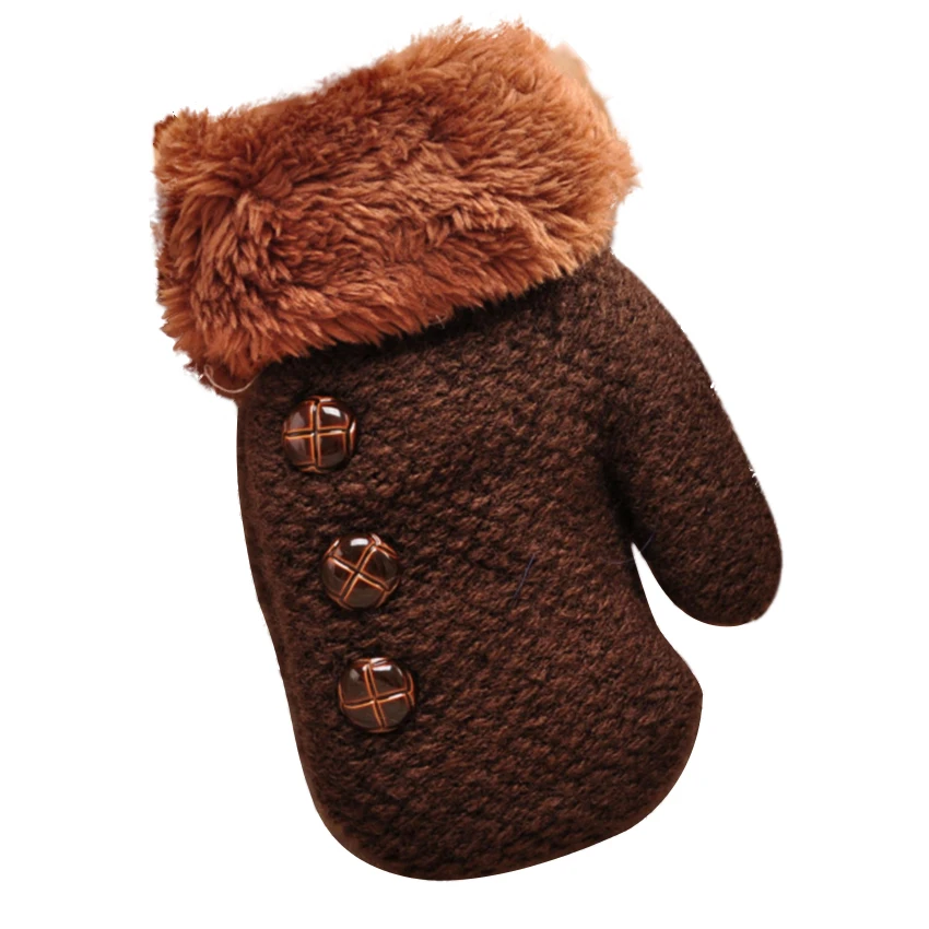 Meetcute/новые шерстяные меховые перчатки для малышей от 6 до 48 месяцев, теплые вязаные рукавицы, Зимние перчатки для маленьких мальчиков и девочек на запястье