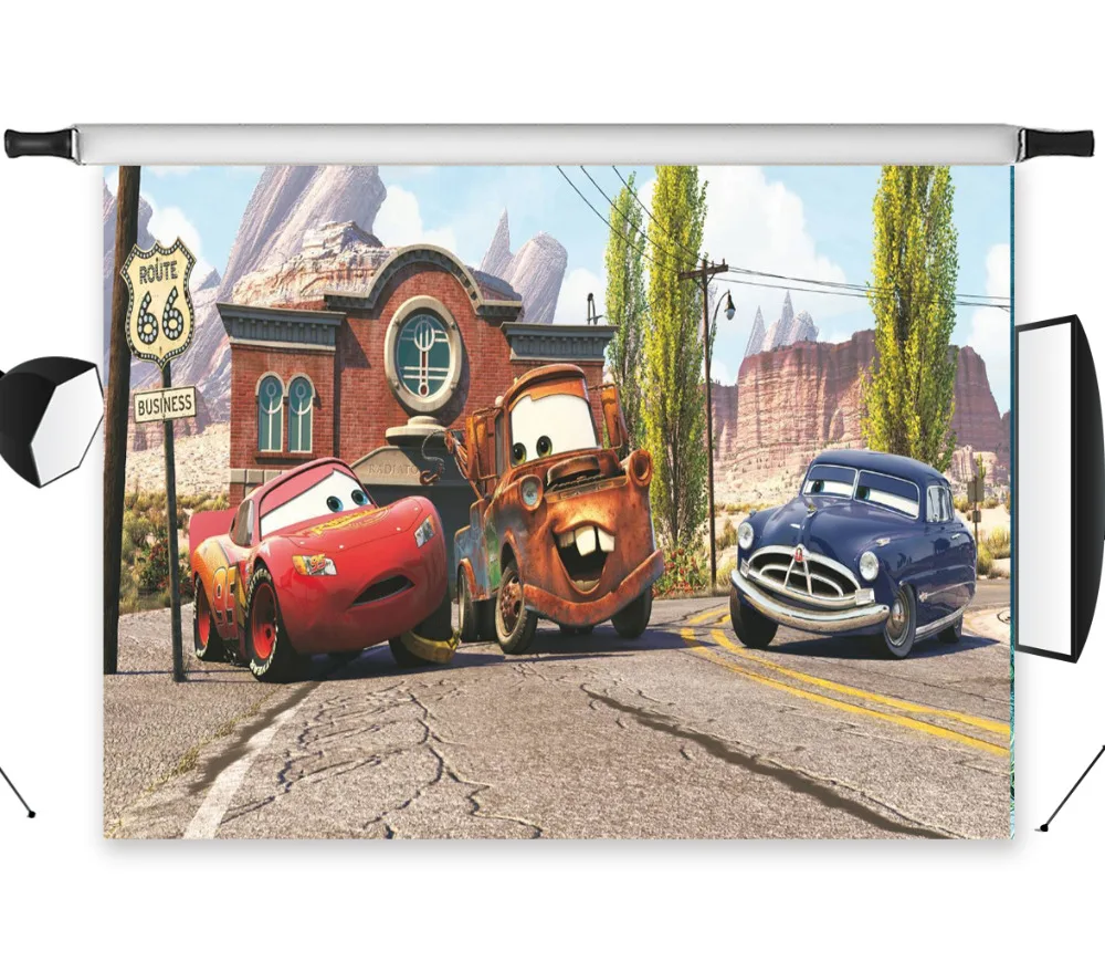 

Cartoon Cars 100% Polyester Backdrop Background Photography Decor Studio Props Photographic Photo Seamless Washable No Crease