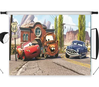 

Cartoon Cars 100% Polyester Backdrop Background Photography Decor Studio Props Photographic Photo Seamless Washable No Crease