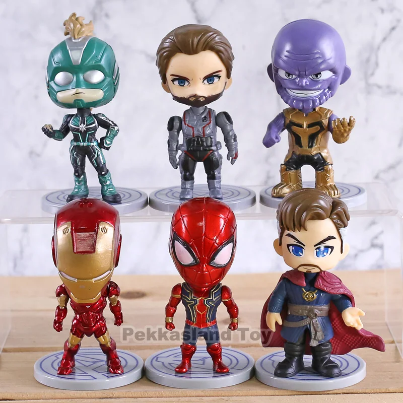 

6pcs/set Marvel Toys Avengers Endgame Thonas Doctor Strange Spiderman Action Figure Captain Marvel Carol Danvers Model Doll