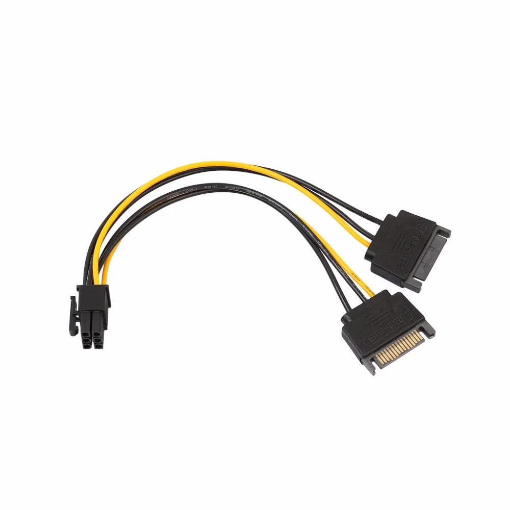 SATA Cable 15 Pin Male to PCI E PCI Express 6Pin Video Card Power