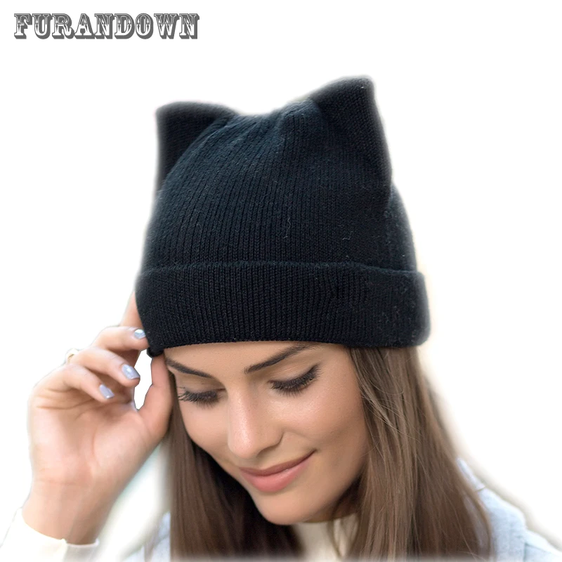 2018 New Winter Cat Ears Hat Women Knitted Wool Beanie Hats For Girls Cute Beanies Caps With Ear Flaps 2018 New Winter Cat Ears Hat Women Knitted Wool Beanie Hats For Girls Cute Beanies Caps With Ear Flaps