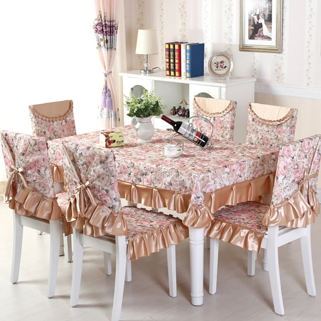 Patrón Floral 13 unids/set Mantel y silla de comedor cubre mesa ... Patrón Floral 13 unids/set Mantel y silla de comedor cubre mesa ...