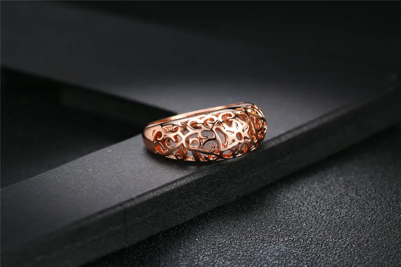 DODO Classic Top Quality Flower Hollowing Craft Rose Gold Color Ring Fashion Party Wedding Jewelry For Women Wholesale Anel KDR1 (12)
