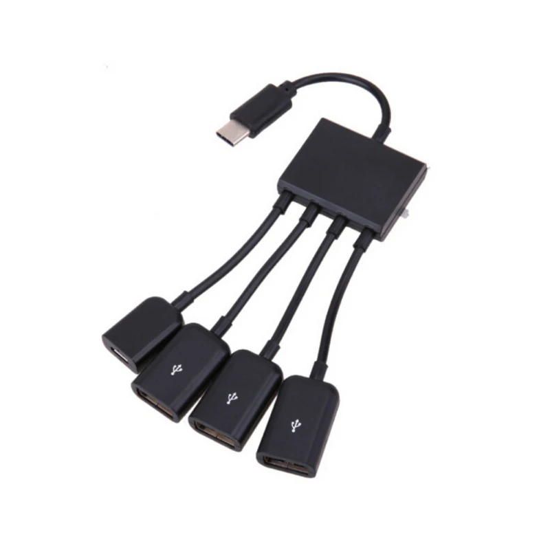 4-в-1 Type-C к Micro USB OTG концентратор с источником питания Type C Многофункциональный