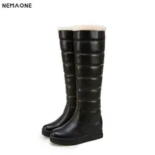 NEMAONE Large Size 34-43 black pink white Women Shoes Woman snow boots Casual comfortable Warm Plush Winter Knee High Boots
