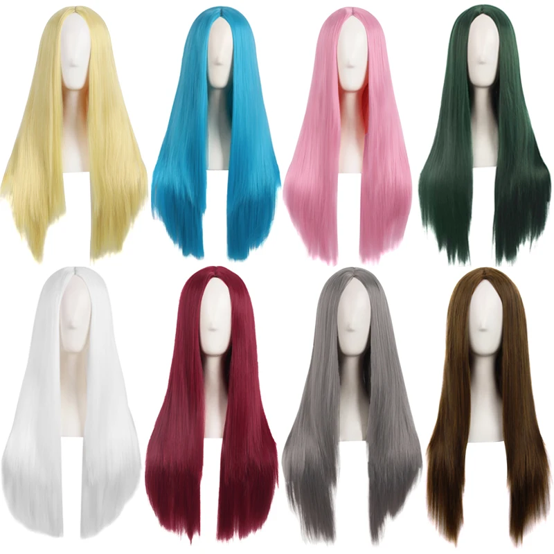 

MapofBeauty 28" Brown Natural Wigs For Black Women Long Straight Hair Middle Part Heat Resistant Synthetic Wig Perucas Hairpiece