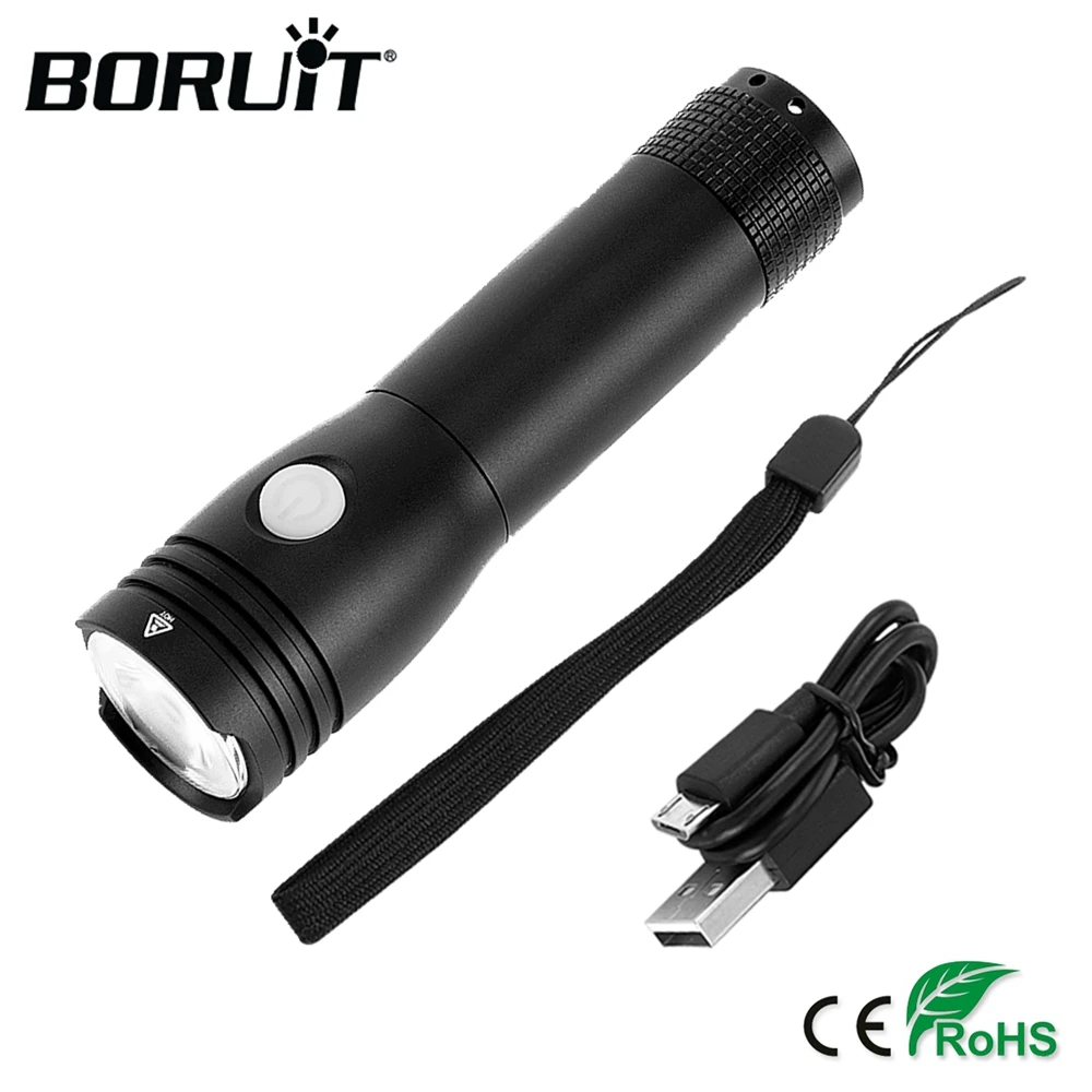 

BORUiT XML-T6 LED Flashlight Zoomable Tactical LED Torch 3-Mode Aluminum Portable Lanterna Hunting Lantern by 18650 Battery